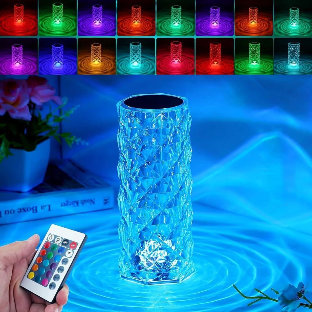 CrystalGlow : Lámpara de Mesa de Cristal RGB