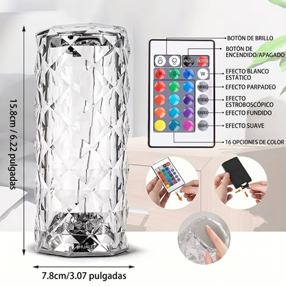 CrystalGlow : Lámpara de Mesa de Cristal RGB