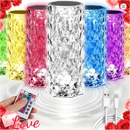 CrystalGlow : Lámpara de Mesa de Cristal RGB