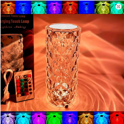 CrystalGlow : Lámpara de Mesa de Cristal RGB