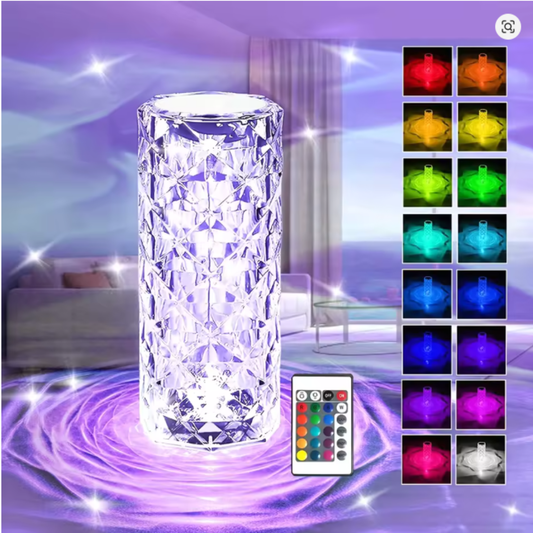 CrystalGlow : Lámpara de Mesa de Cristal RGB