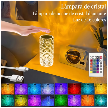 CrystalGlow : Lámpara de Mesa de Cristal RGB